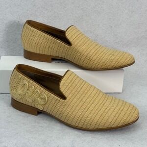 Aldo Tan Woven LOVE Raffia Loafers Mens Size 9 Summer Boho Slip On Shoes Beach